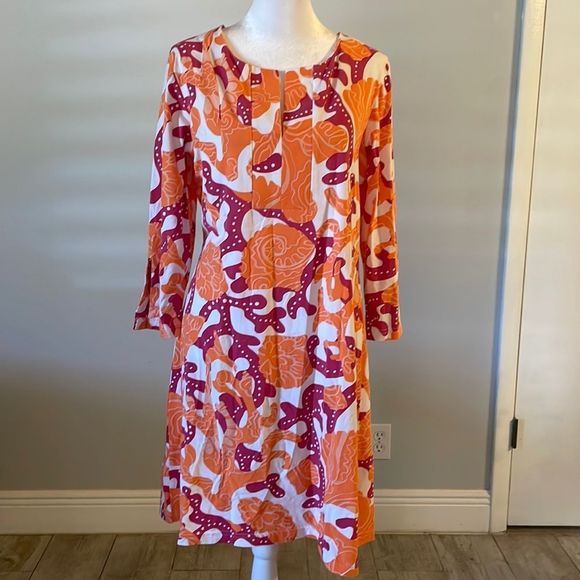 [Barbara Gerwit] Pink/Orange Pattern Dress - Size Large - Picture 1 of 5